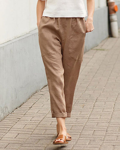 Sage | Women's Cropped Elastic Waist Pants