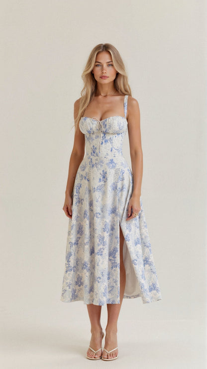 Samantha | Women's Spaghetti Strap A-Line Midi Dress
