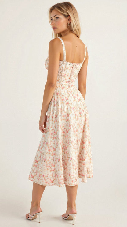 Samantha | Women's Spaghetti Strap A-Line Midi Dress