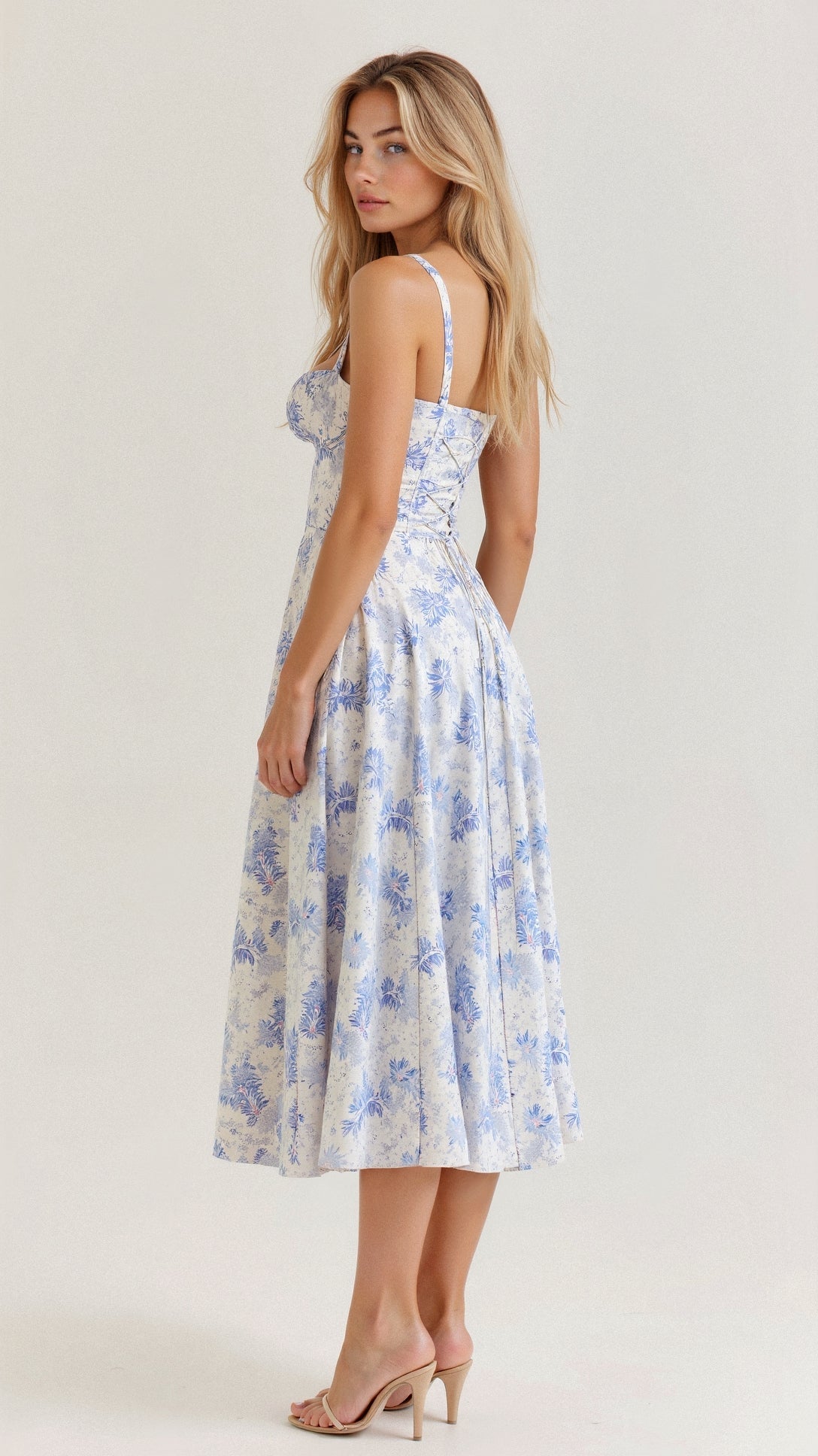 Samantha | Women's Spaghetti Strap A-Line Midi Dress