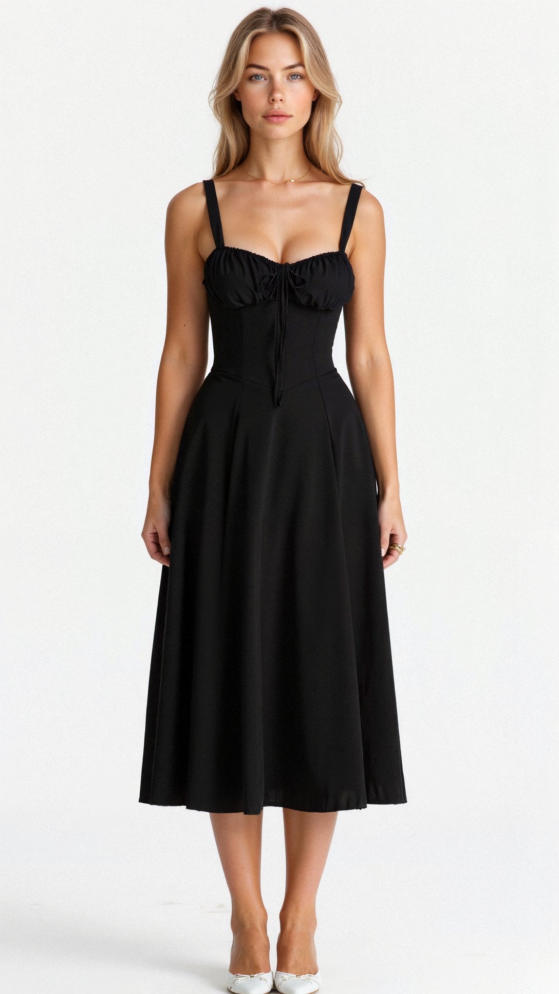 Samantha | Women's Spaghetti Strap A-Line Midi Dress