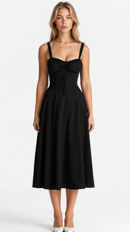 Samantha | Women's Spaghetti Strap A-Line Midi Dress