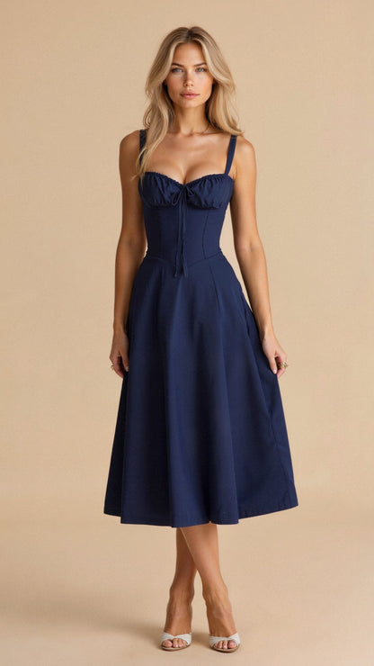 Samantha | Women's Spaghetti Strap A-Line Midi Dress