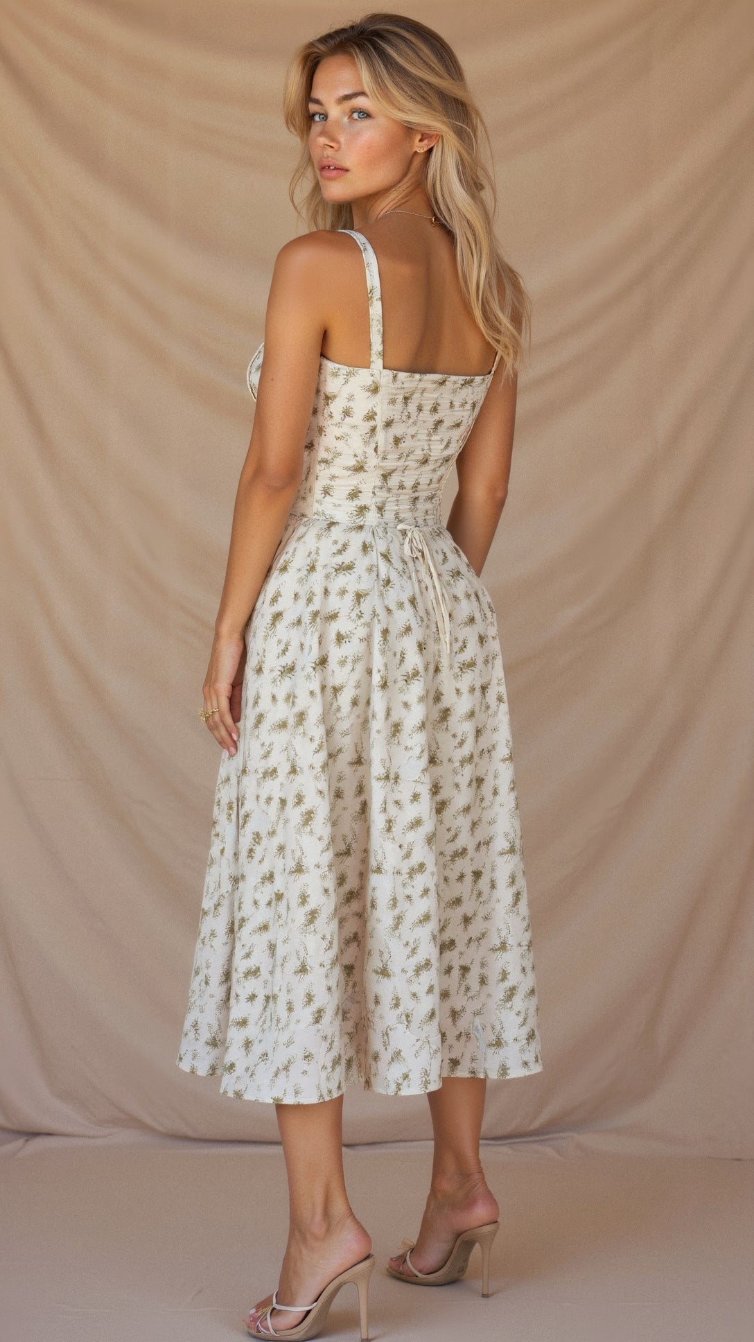 Samantha | Women's Spaghetti Strap A-Line Midi Dress