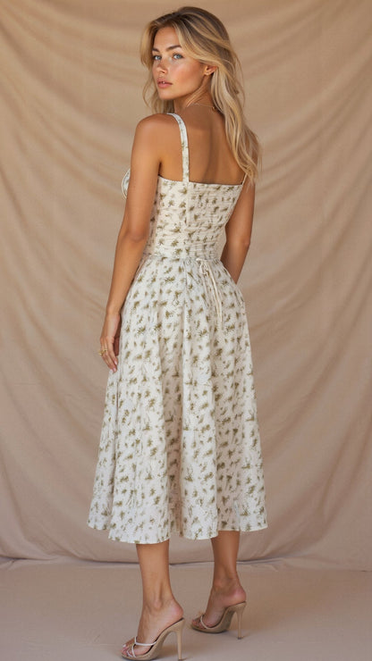Samantha | Women's Spaghetti Strap A-Line Midi Dress