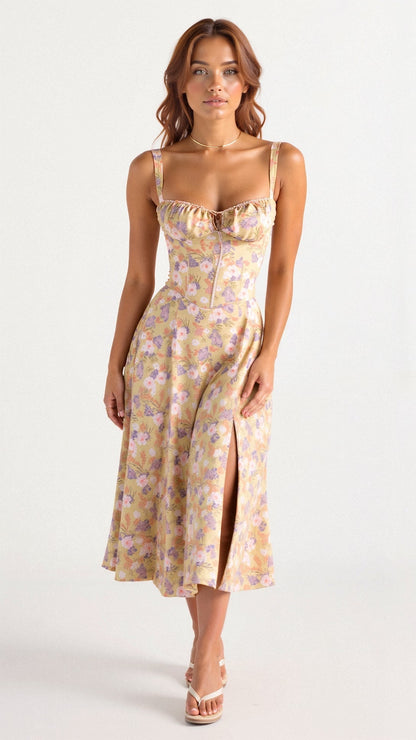 Samantha | Women's Spaghetti Strap A-Line Midi Dress