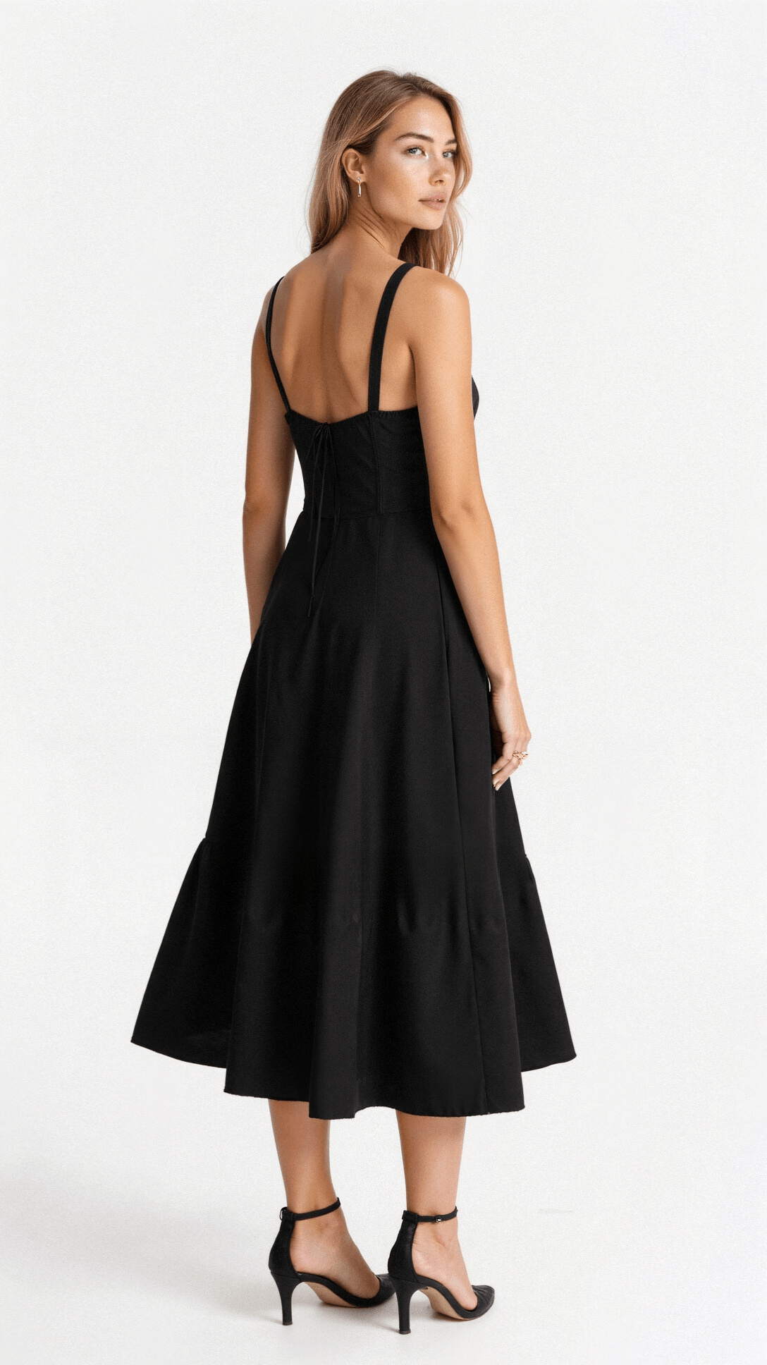 Samantha | Women's Spaghetti Strap A-Line Midi Dress