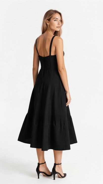 Samantha | Women's Spaghetti Strap A-Line Midi Dress