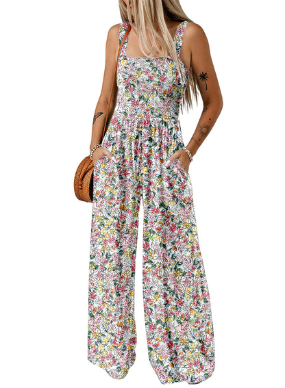 Sandy | Women's Sleeveless Floral Wide Leg Jumpsuit