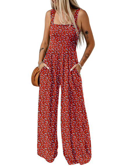 Sandy | Women's Sleeveless Floral Wide Leg Jumpsuit