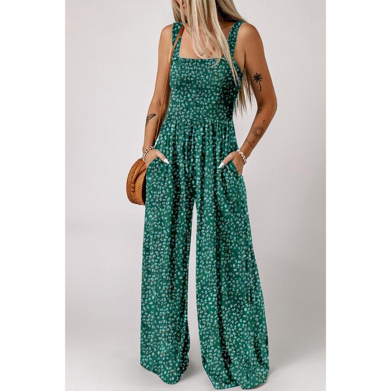 Sandy | Women's Sleeveless Floral Wide Leg Jumpsuit