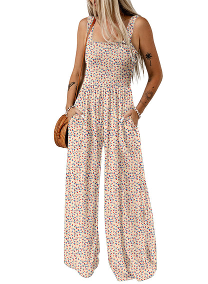 Sandy | Women's Sleeveless Floral Wide Leg Jumpsuit