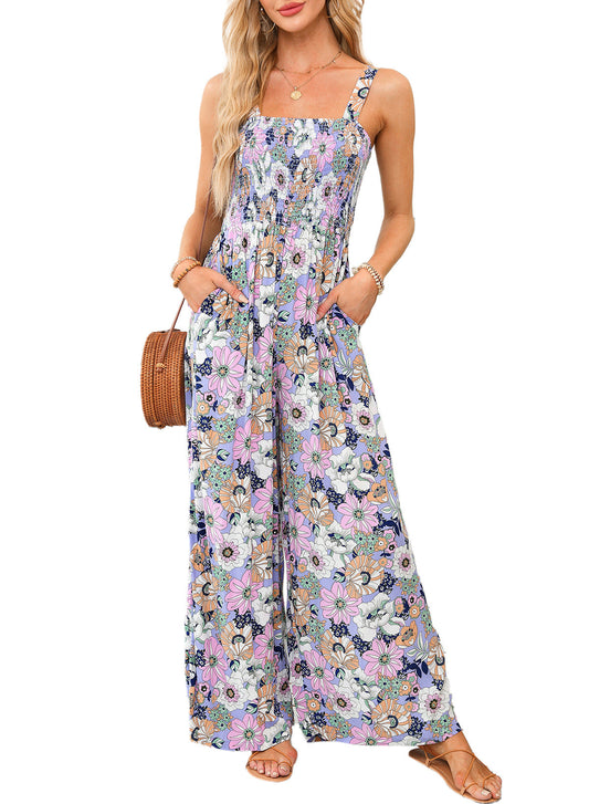 Sandy | Women's Sleeveless Floral Wide Leg Jumpsuit