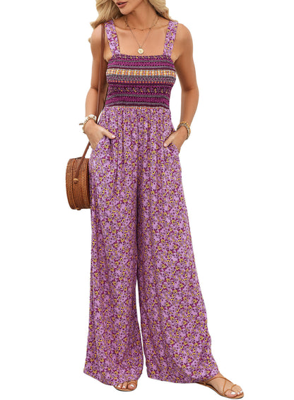 Sandy | Women's Sleeveless Floral Wide Leg Jumpsuit