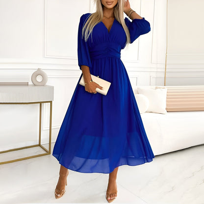 Sara | Women's V-Neck A-Line Midi Dress