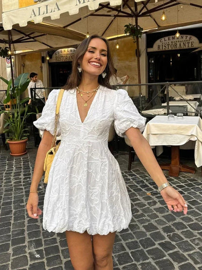 Savannah | Women's V-Neck A-Line Mini Dress