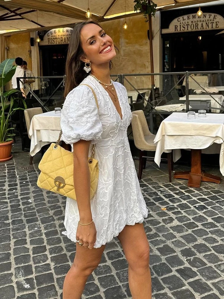 Savannah | Women's V-Neck A-Line Mini Dress