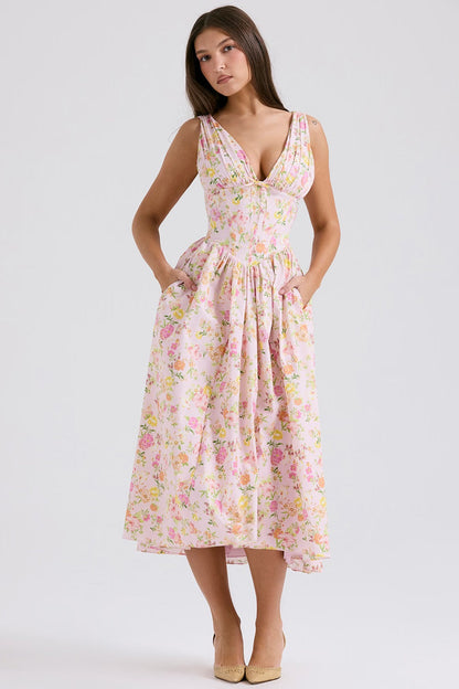 Scarlett | Women's V-Neck A-Line Midi Dress
