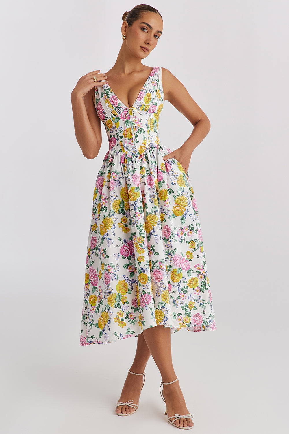 Scarlett | Women's V-Neck A-Line Midi Dress