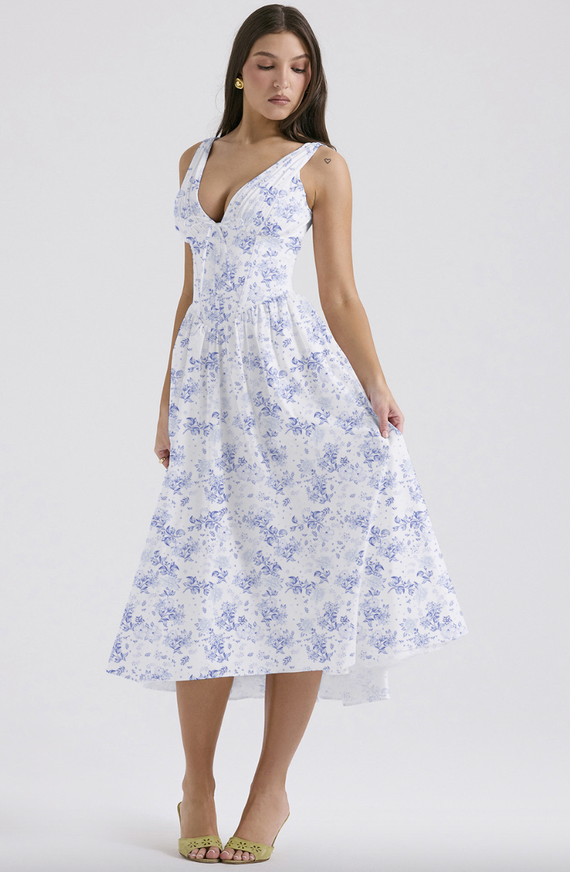 Scarlett | Women's V-Neck A-Line Midi Dress