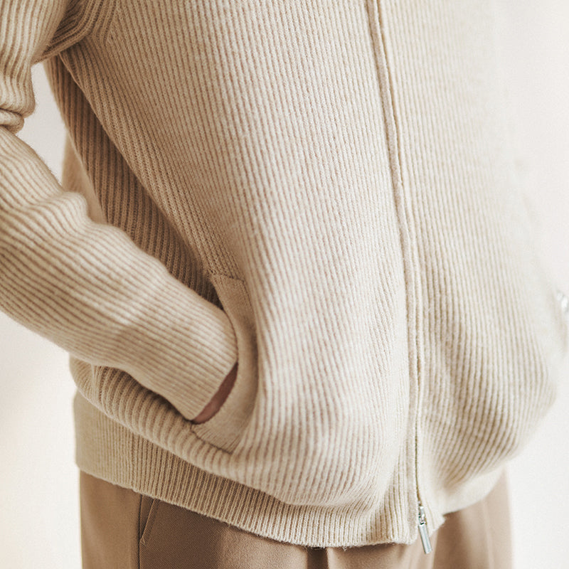 Sebastian | Men's Zip-Up Ribbed Knit Sweater