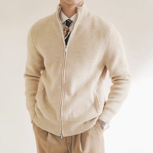 Sebastian | Men's Zip-Up Ribbed Knit Sweater