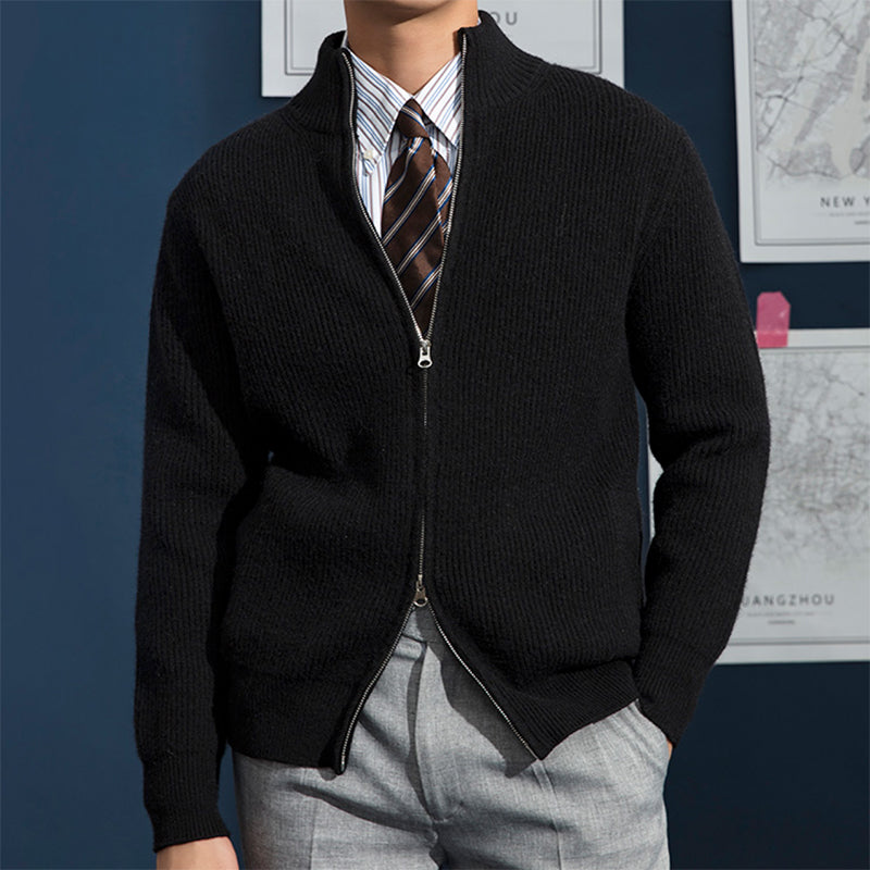 Sebastian | Men's Zip-Up Ribbed Knit Sweater