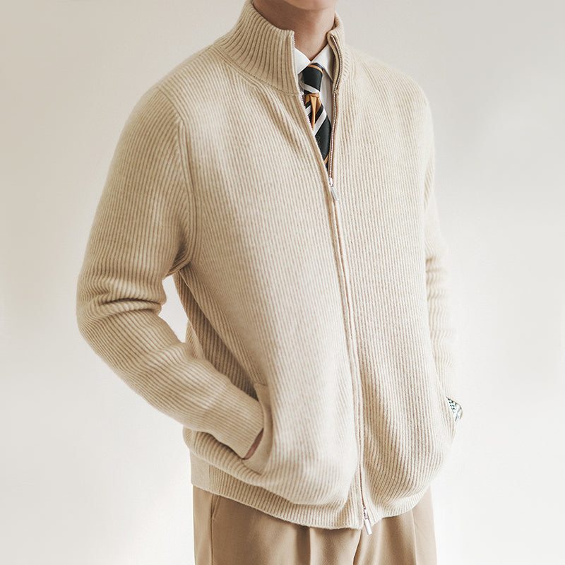Sebastian | Men's Zip-Up Ribbed Knit Sweater