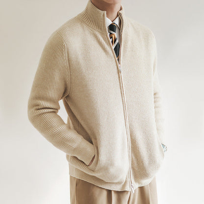 Sebastian | Men's Zip-Up Ribbed Knit Sweater