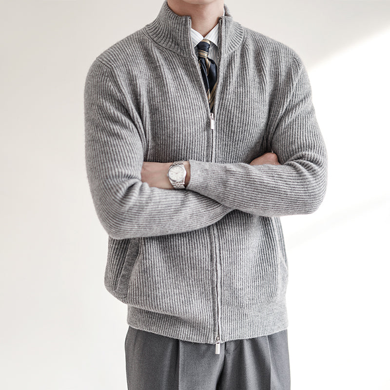 Sebastian | Men's Zip-Up Ribbed Knit Sweater