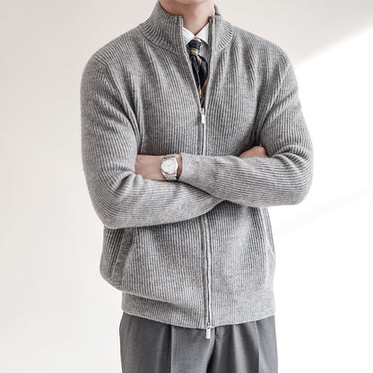Sebastian | Men's Zip-Up Ribbed Knit Sweater