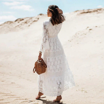 Selena | Women's V-Neck Lace Maxi Dress