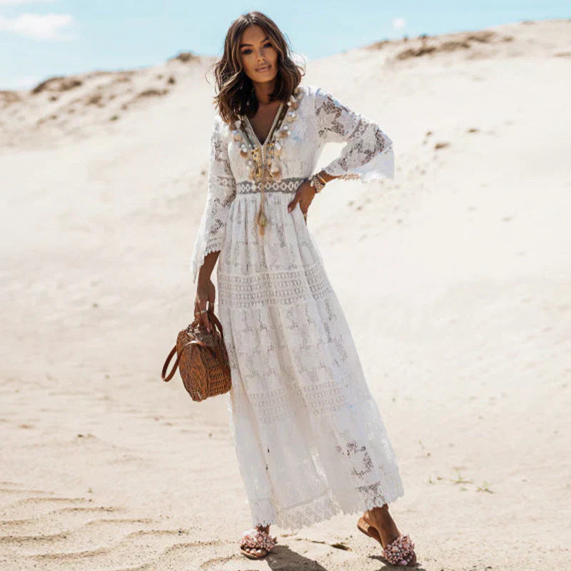 Selena | Women's V-Neck Lace Maxi Dress