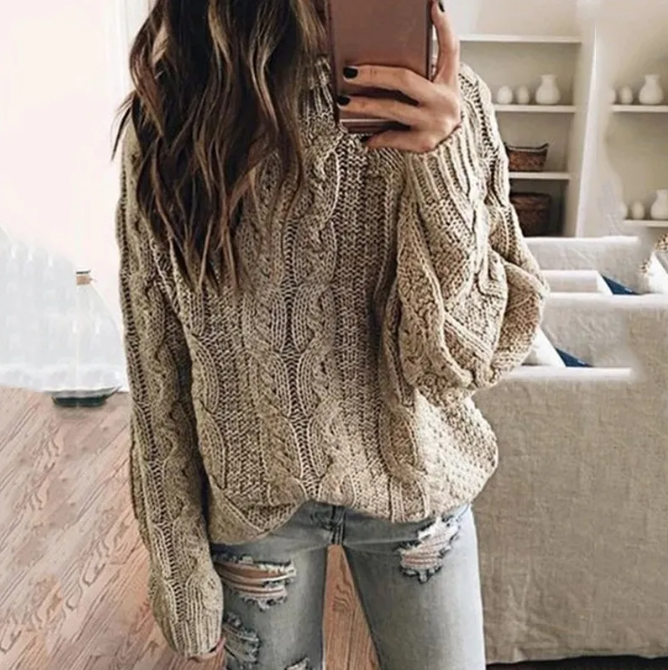 Selena | Women's Off the Shoulder Cable Knit Sweater