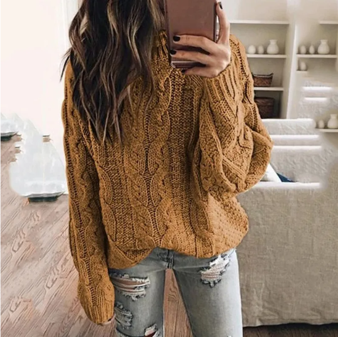 Selena | Women's Off the Shoulder Cable Knit Sweater