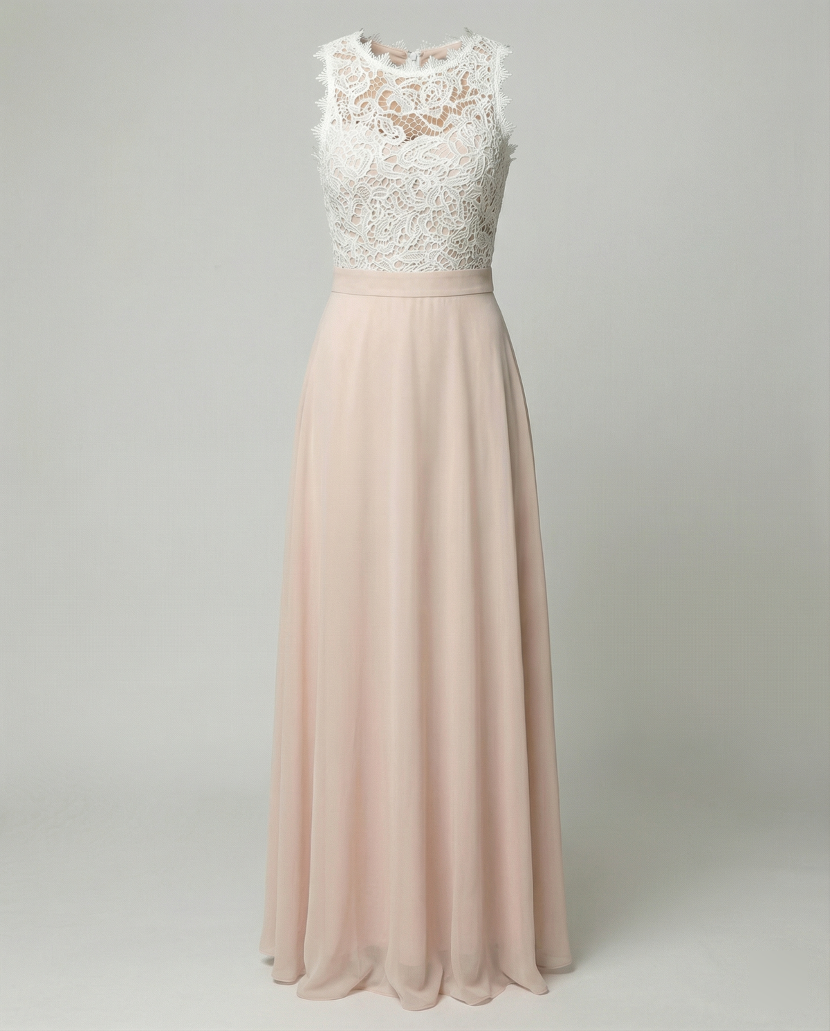 Sleeveless Dress with Elegant Lace Bodice and Flowing Maxi Skirt, Festive Occasion Wear