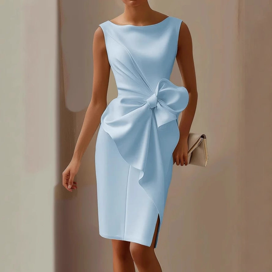 Sleeveless Ribbon Waist Dress