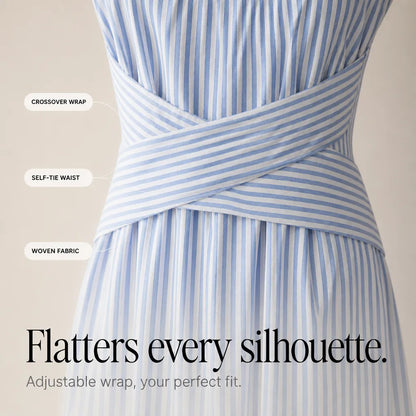 Sleeveless Striped Wrap-Waist Maxi Dress