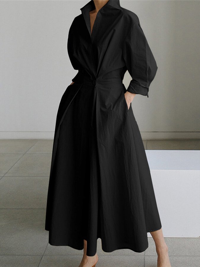 Sofia | Women's Collared A-Line Midi Dress