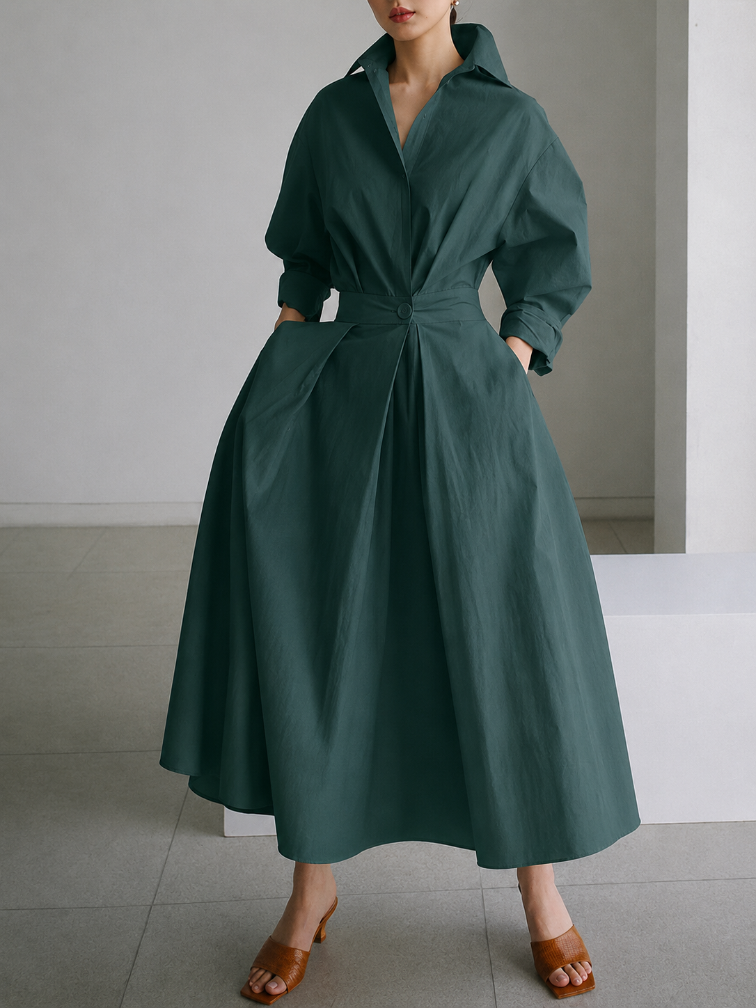 Sofia | Women's Collared A-Line Midi Dress