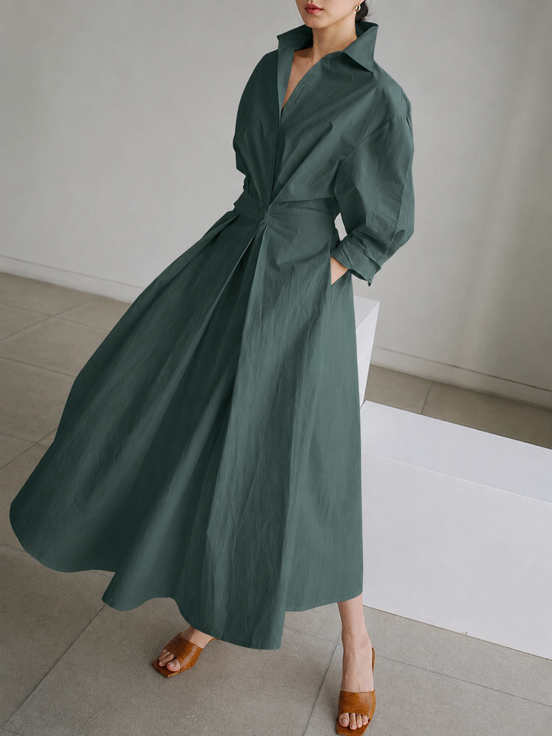 Sofia | Women's Collared A-Line Midi Dress