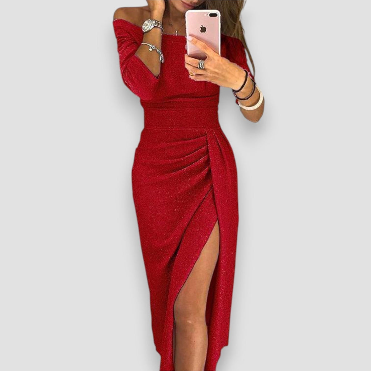 Sophisticated Draped Dress with Flattering Neckline