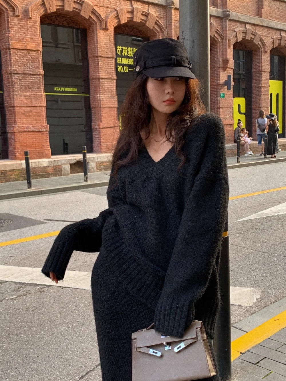 Stephanie | Women's V-Neck Knit Sweater Set
