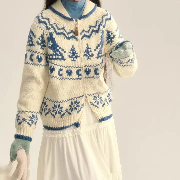 Susan | Women's Zip-Up Fair Isle Cardigan