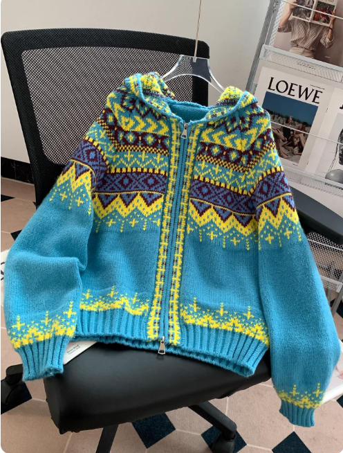 Susan | Women's Zip-Up Fair Isle Cardigan