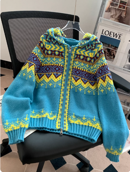 Susan | Women's Zip-Up Fair Isle Cardigan