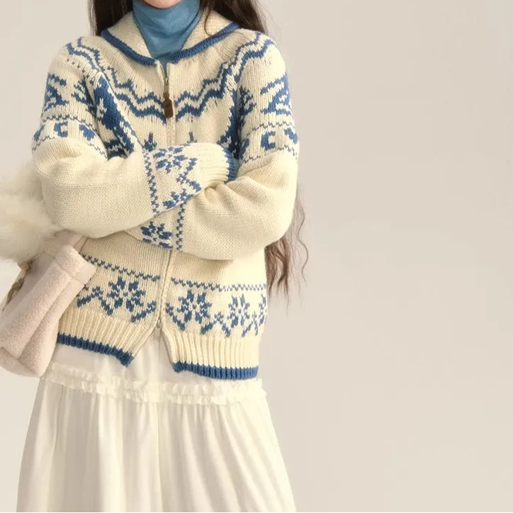 Susan | Women's Zip-Up Fair Isle Cardigan