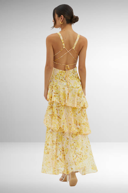 Sylvia | Women's V-Neck Tiered Maxi Dress