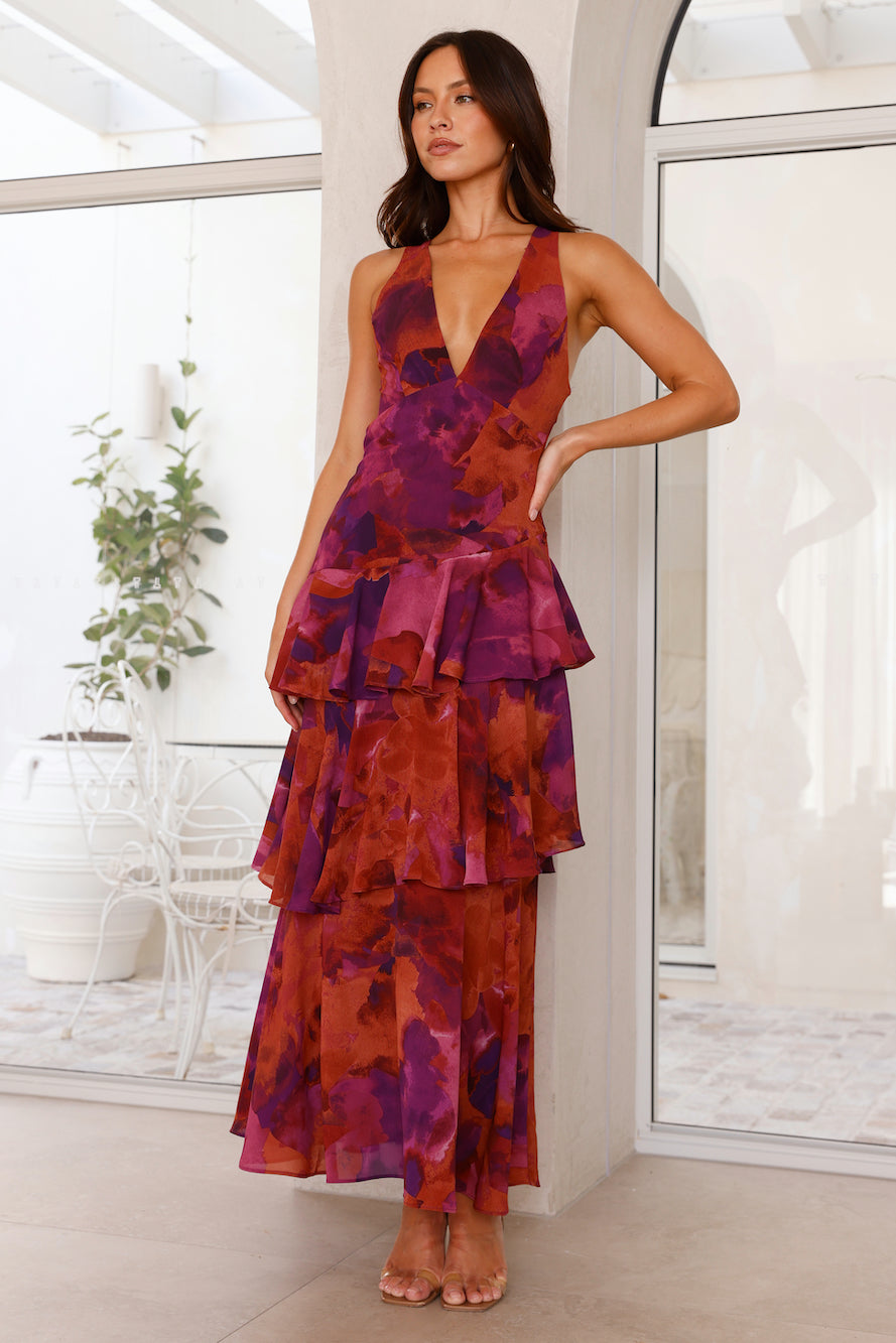 Sylvia | Women's V-Neck Tiered Maxi Dress