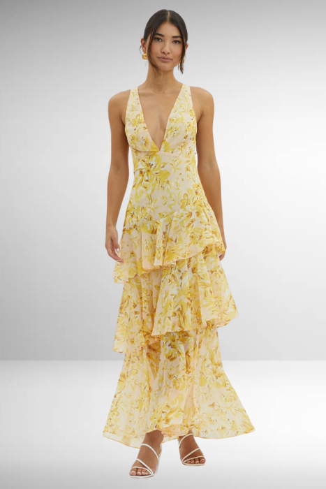 Sylvia | Women's V-Neck Tiered Maxi Dress